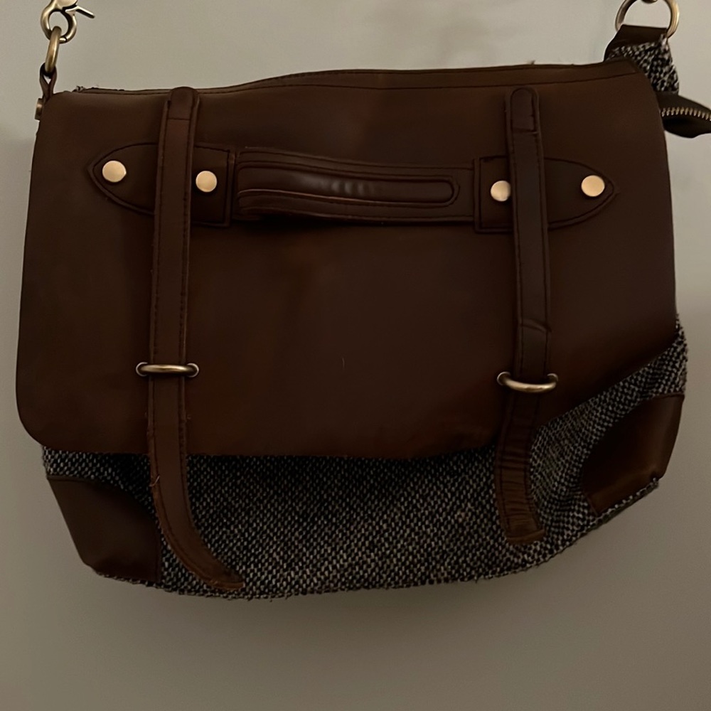 Anthropologie Laptop Bag with Genuine Leather Flap